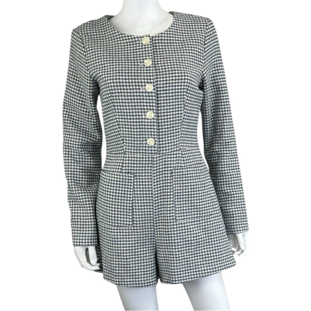 Sage The Label NWT Blue Houndstooth Journaling Romper Size L G0555